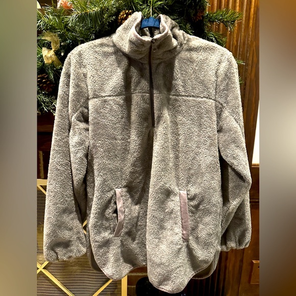 Pink Lily Small Gray Quarter Zip Pullover - Picture 1 of 3